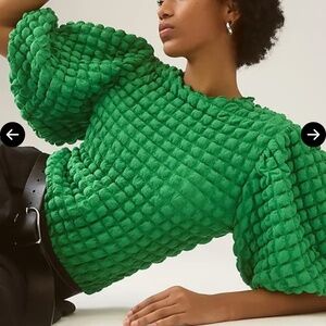 Green Puff Sleeve Statement top